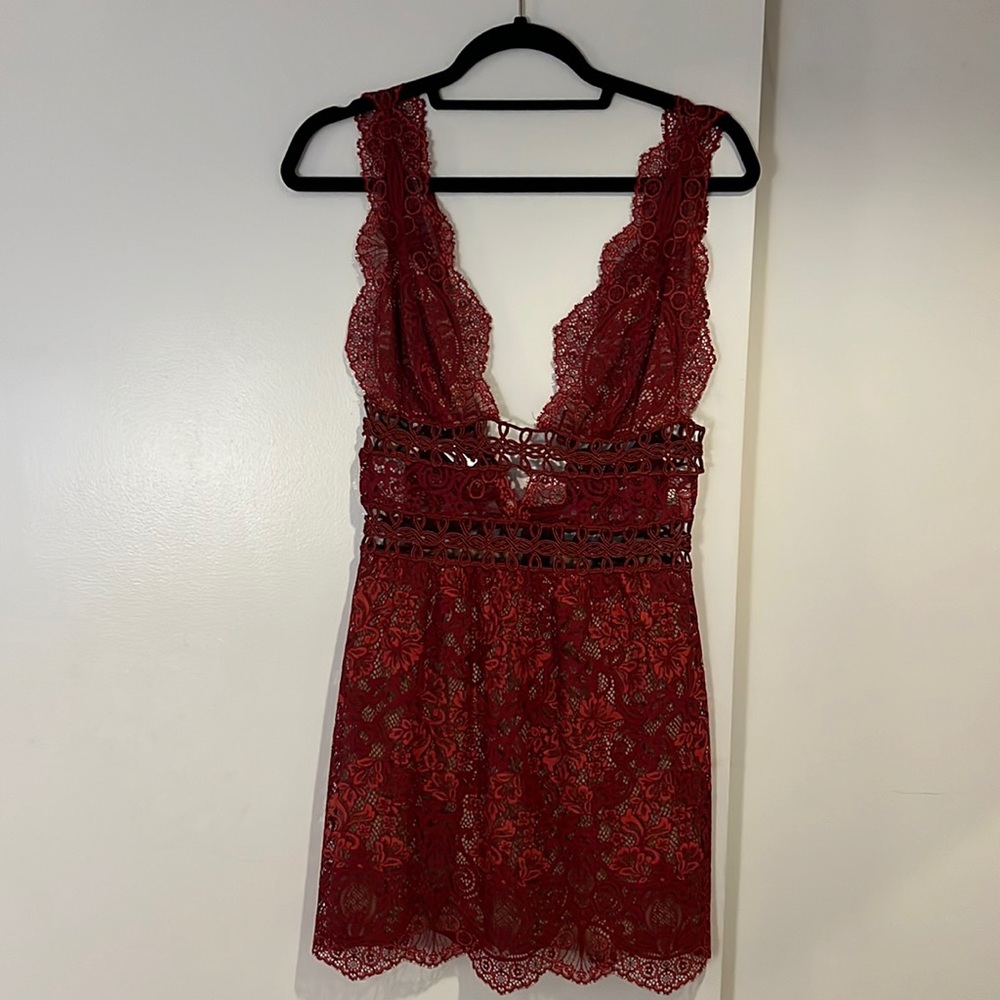 For Love and Lemons Red Lace Dress